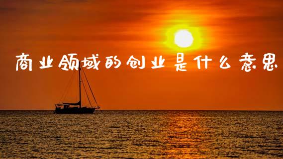 商业领域的创业是什么意思_https://cj002.lansai.wang_理财问答_第1张