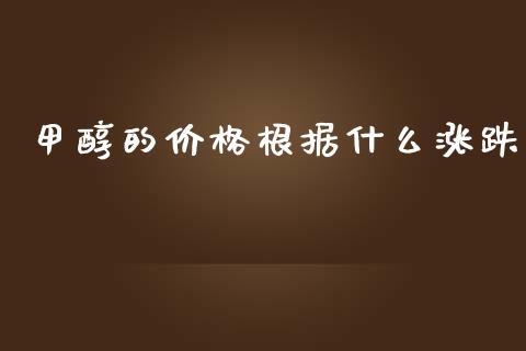 甲醇的价格根据什么涨跌_https://cj002.lansai.wang_期货问答_第1张