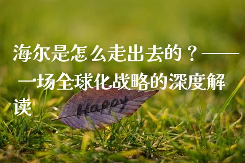 海尔是怎么走出去的？—— 一场全球化战略的深度解读_https://cj002.lansai.wang_股市问答_第1张