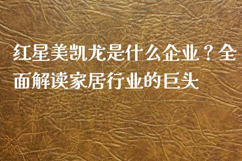 红星美凯龙是什么企业？全面解读家居行业的巨头_https://cj002.lansai.wang_理财问答_第1张