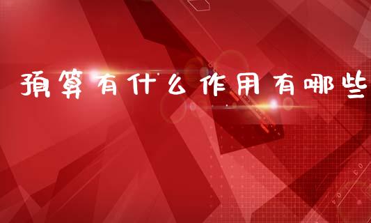 预算有什么作用有哪些_https://cj002.lansai.wang_会计问答_第1张