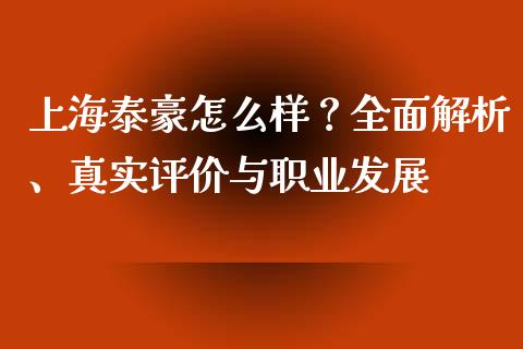 上海泰豪怎么样？全面解析、真实评价与职业发展_https://cj002.lansai.wang_理财问答_第1张
