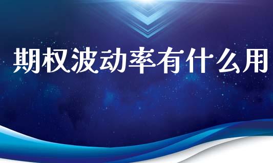 期权波动率有什么用_https://cj002.lansai.wang_期货问答_第1张