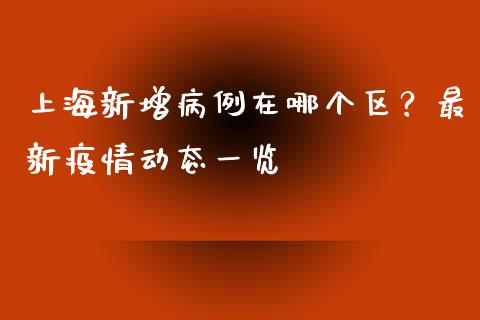 上海新增病例在哪个区？最新疫情动态一览_https://cj002.lansai.wang_财经问答_第1张