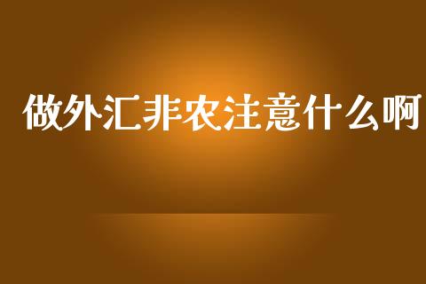 做外汇非农注意什么啊_https://cj002.lansai.wang_财经问答_第1张