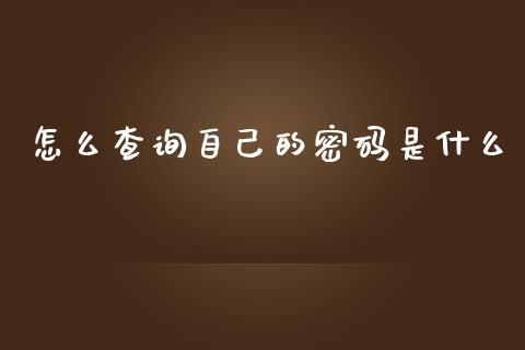 怎么查询自己的密码是什么_https://cj002.lansai.wang_理财问答_第1张