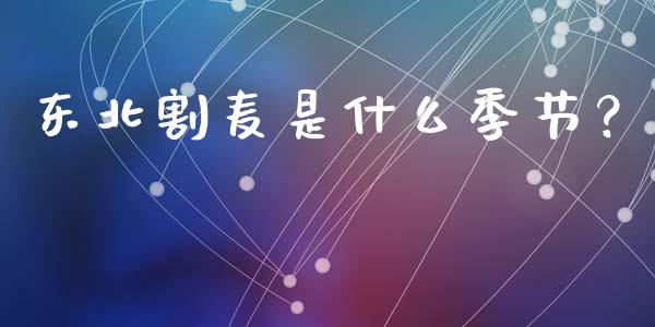 东北割麦是什么季节？_https://cj002.lansai.wang_期货问答_第1张