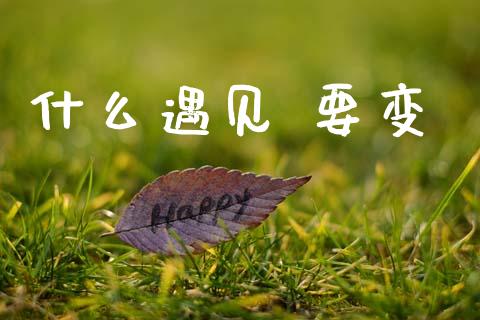 什么遇见 要变_https://cj002.lansai.wang_期货问答_第1张