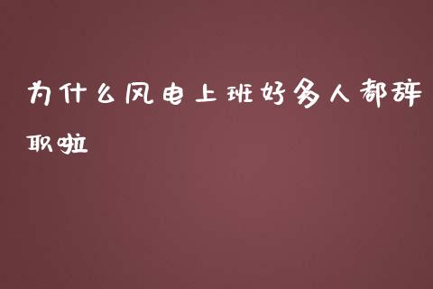 为什么风电上班好多人都辞职啦_https://cj002.lansai.wang_期货问答_第1张