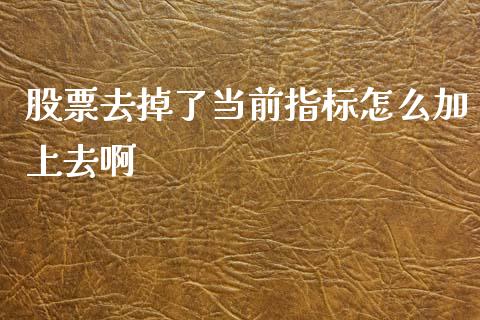 股票去掉了当前指标怎么加上去啊_https://cj002.lansai.wang_金融问答_第1张