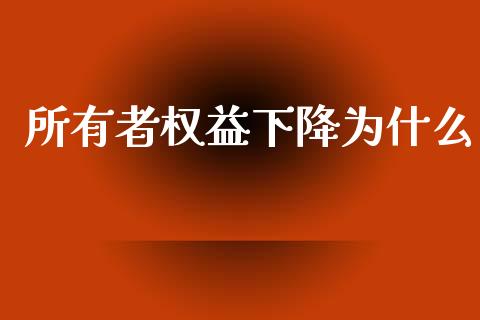 所有者权益下降为什么_https://cj002.lansai.wang_会计问答_第1张