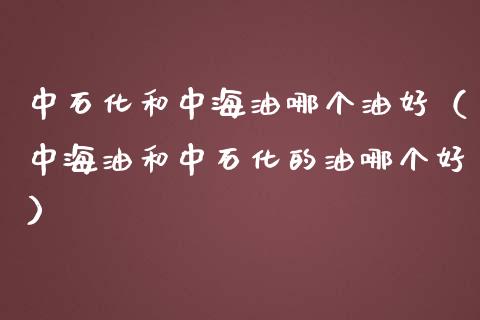 中石化和中海油哪个油好（中海油和中石化的油哪个好）_https://cj002.lansai.wang_保险问答_第1张