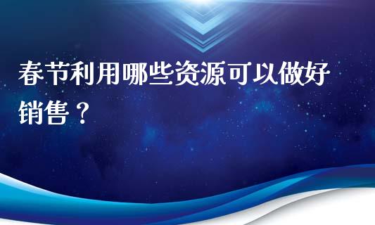 春节利用哪些资源可以做好销售？_https://cj002.lansai.wang_会计问答_第1张