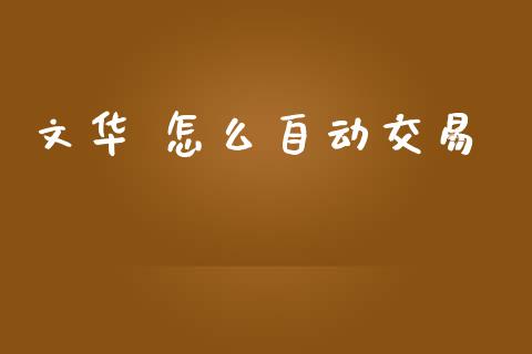 文华 怎么自动交易_https://cj002.lansai.wang_财经问答_第1张