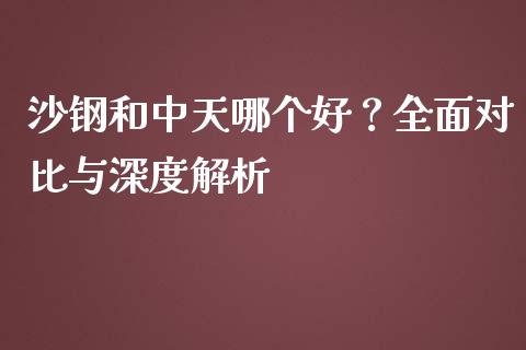 沙钢和中天哪个好？全面对比与深度解析_https://cj002.lansai.wang_财经百问_第1张