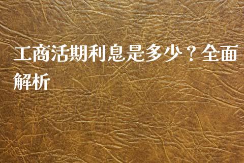 工商活期利息是多少？全面解析_https://cj002.lansai.wang_金融问答_第1张