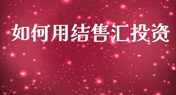 如何用结售汇投资_https://cj002.lansai.wang_财经问答_第1张