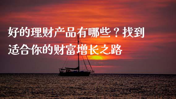 好的理财产品有哪些？找到适合你的财富增长之路_https://cj002.lansai.wang_理财问答_第1张
