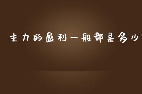 主力的盈利一般都是多少_https://cj002.lansai.wang_金融问答_第1张