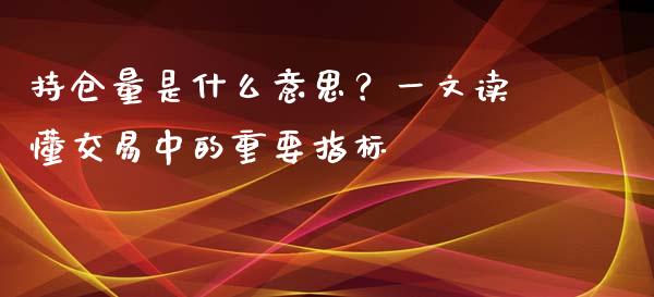 持仓量是什么意思？一文读懂交易中的重要指标_https://cj002.lansai.wang_股市问答_第1张