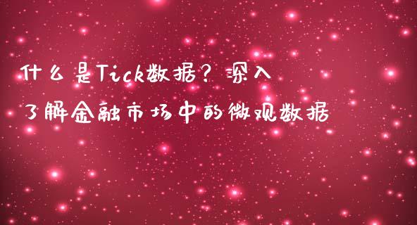 什么是Tick数据？深入了解金融市场中的微观数据_https://cj002.lansai.wang_金融问答_第1张