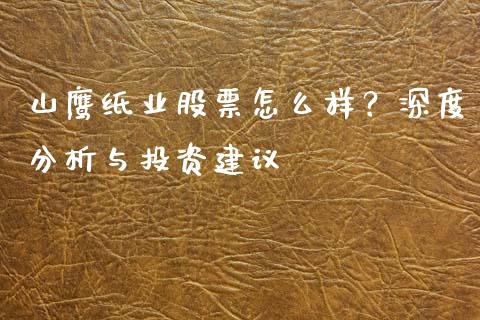 山鹰纸业股票怎么样？深度分析与投资建议_https://cj002.lansai.wang_期货问答_第1张