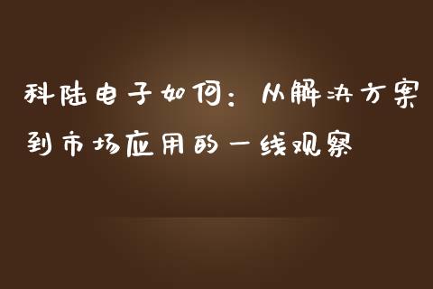 科陆电子如何：从解决方案到市场应用的一线观察_https://cj002.lansai.wang_期货问答_第1张