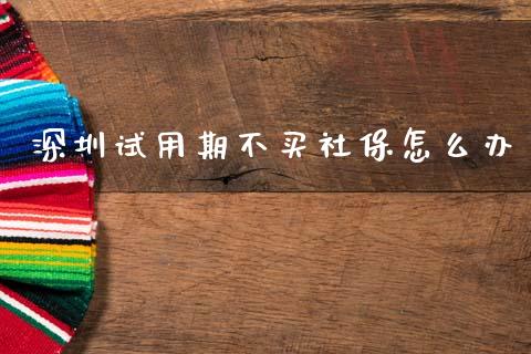 深圳试用期不买社保怎么办_https://cj002.lansai.wang_保险问答_第1张