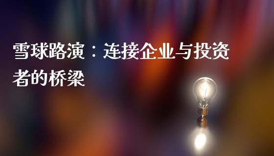 雪球路演：连接企业与投资者的桥梁_https://cj002.lansai.wang_保险问答_第1张