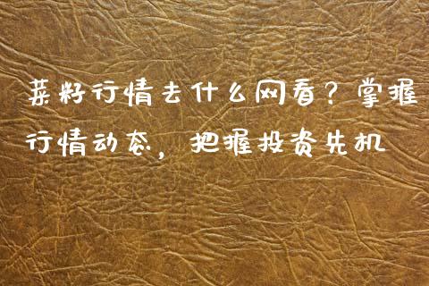 菜籽行情去什么网看？掌握行情动态，把握投资先机_https://cj002.lansai.wang_会计问答_第1张