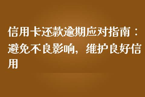 信用卡还款逾期应对指南：避免不良影响，维护良好信用_https://cj002.lansai.wang_金融问答_第1张