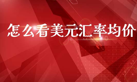 怎么看美元汇率均价_https://cj002.lansai.wang_财经问答_第1张