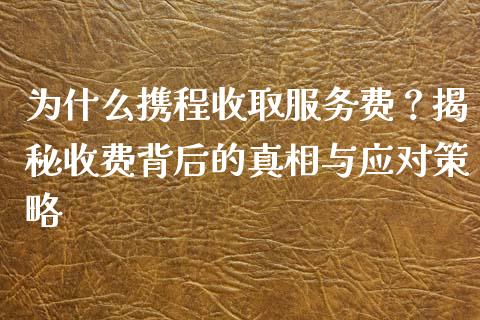 为什么携程收取服务费？揭秘收费背后的真相与应对策略_https://cj002.lansai.wang_理财问答_第1张