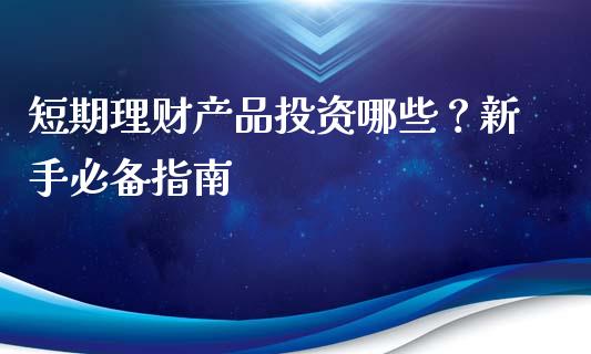 短期理财产品投资哪些？新手必备指南_https://cj002.lansai.wang_财经问答_第1张