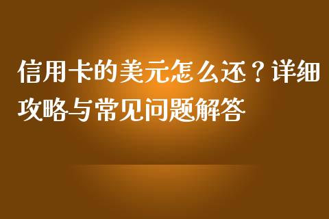 信用卡的美元怎么还？详细攻略与常见问题解答_https://cj002.lansai.wang_期货问答_第1张