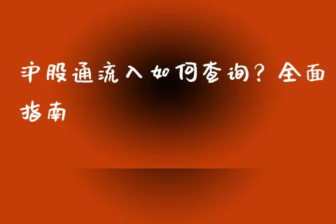 沪股通流入如何查询？全面指南_https://cj002.lansai.wang_保险问答_第1张
