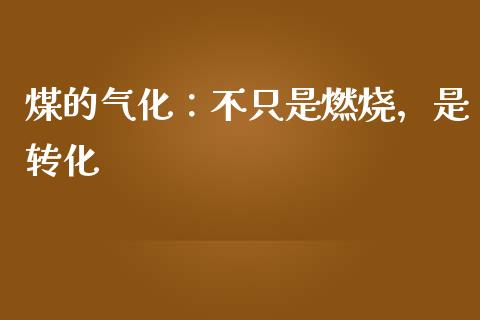 煤的气化：不只是燃烧，是转化_https://cj002.lansai.wang_期货问答_第1张