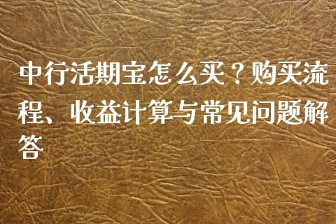 中行活期宝怎么买？购买流程、收益计算与常见问题解答_https://cj002.lansai.wang_保险问答_第1张