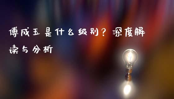 傅成玉是什么级别？深度解读与分析_https://cj002.lansai.wang_会计问答_第1张