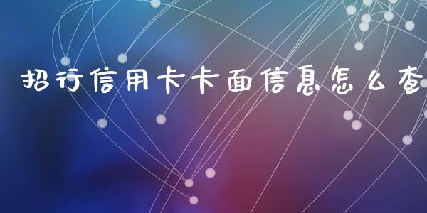 招行信用卡卡面信息怎么查_https://cj002.lansai.wang_金融问答_第1张