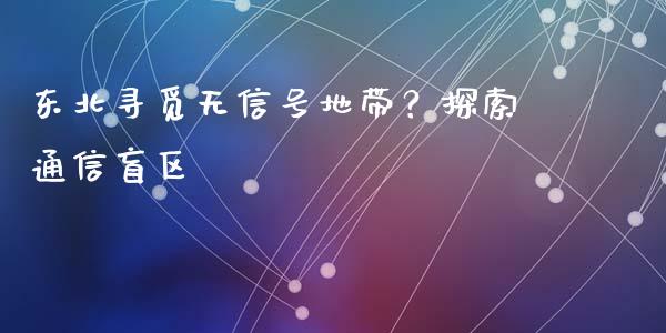 东北寻觅无信号地带？探索通信盲区_https://cj002.lansai.wang_理财问答_第1张