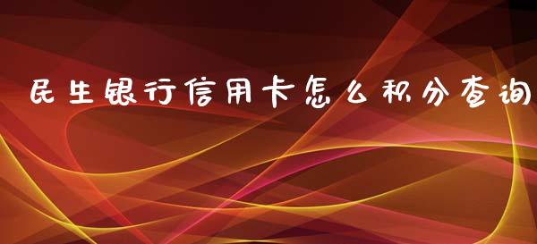 民生银行信用卡怎么积分查询_https://cj002.lansai.wang_金融问答_第1张