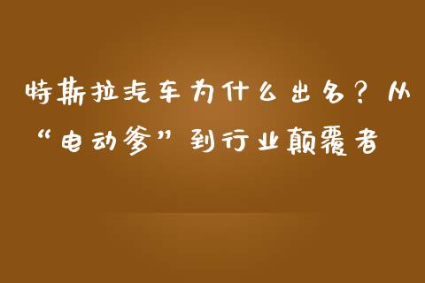 特斯拉汽车为什么出名？从“电动爹”到行业颠覆者_https://cj002.lansai.wang_保险问答_第1张