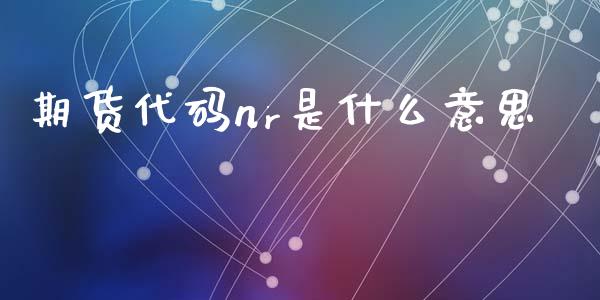 期货代码nr是什么意思_https://cj002.lansai.wang_期货问答_第1张