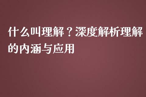 什么叫理解？深度解析理解的内涵与应用_https://cj002.lansai.wang_财经百问_第1张