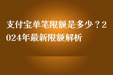 支付宝单笔限额是多少？2024年最新限额解析_https://cj002.lansai.wang_金融问答_第1张