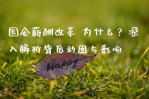 国企薪酬改革 为什么？深入解析背后动因与影响_https://cj002.lansai.wang_股市问答_第1张