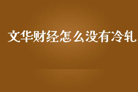 文华财经怎么没有冷轧_https://cj002.lansai.wang_财经问答_第1张