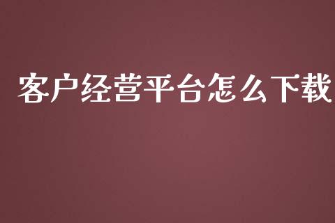 客户经营平台怎么下载_https://cj002.lansai.wang_保险问答_第1张