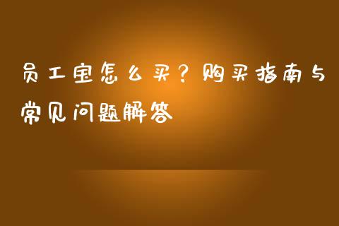员工宝怎么买？购买指南与常见问题解答_https://cj002.lansai.wang_财经百问_第1张